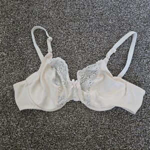 Vintage Pastel Pink Sheer Lace Feminine Dainty Bra 36B